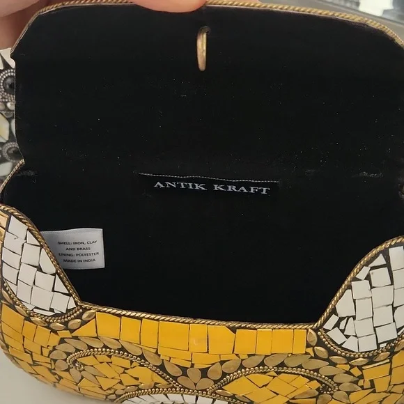 BOHO Clay, brass, stone purse - Picture 3 of 5